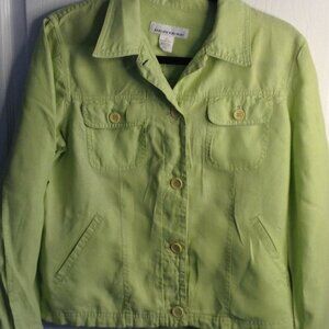 Jones NY Sport Shacket "M", Linen, Chartreuse Green, Avant Garde, Boho Vibes